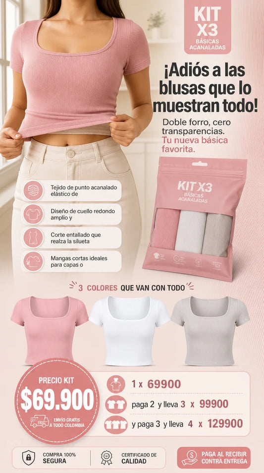 Camiseta Básica de Punto Acanalado para Mujer + Camiseta Básica de Punto Acanalado para Mujer + Trendy Queen Camiseta Acanalada de Manga Corta para Mujer