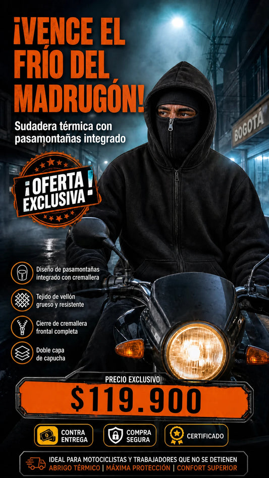 Sudadera con Capucha y Pasamontañas Integrado JAGGER